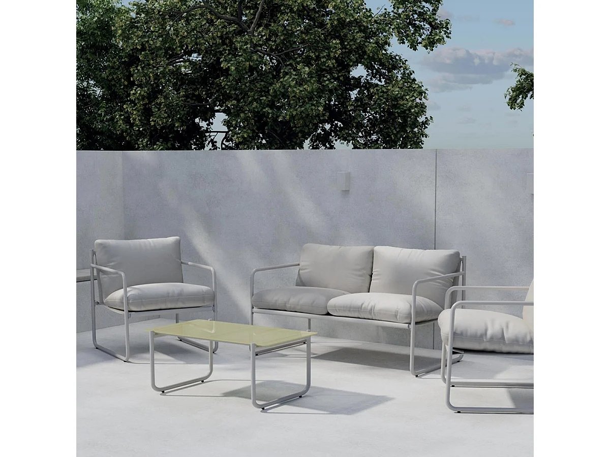 Salon de Jardin 4 Places "Thassos" 128cm Gris