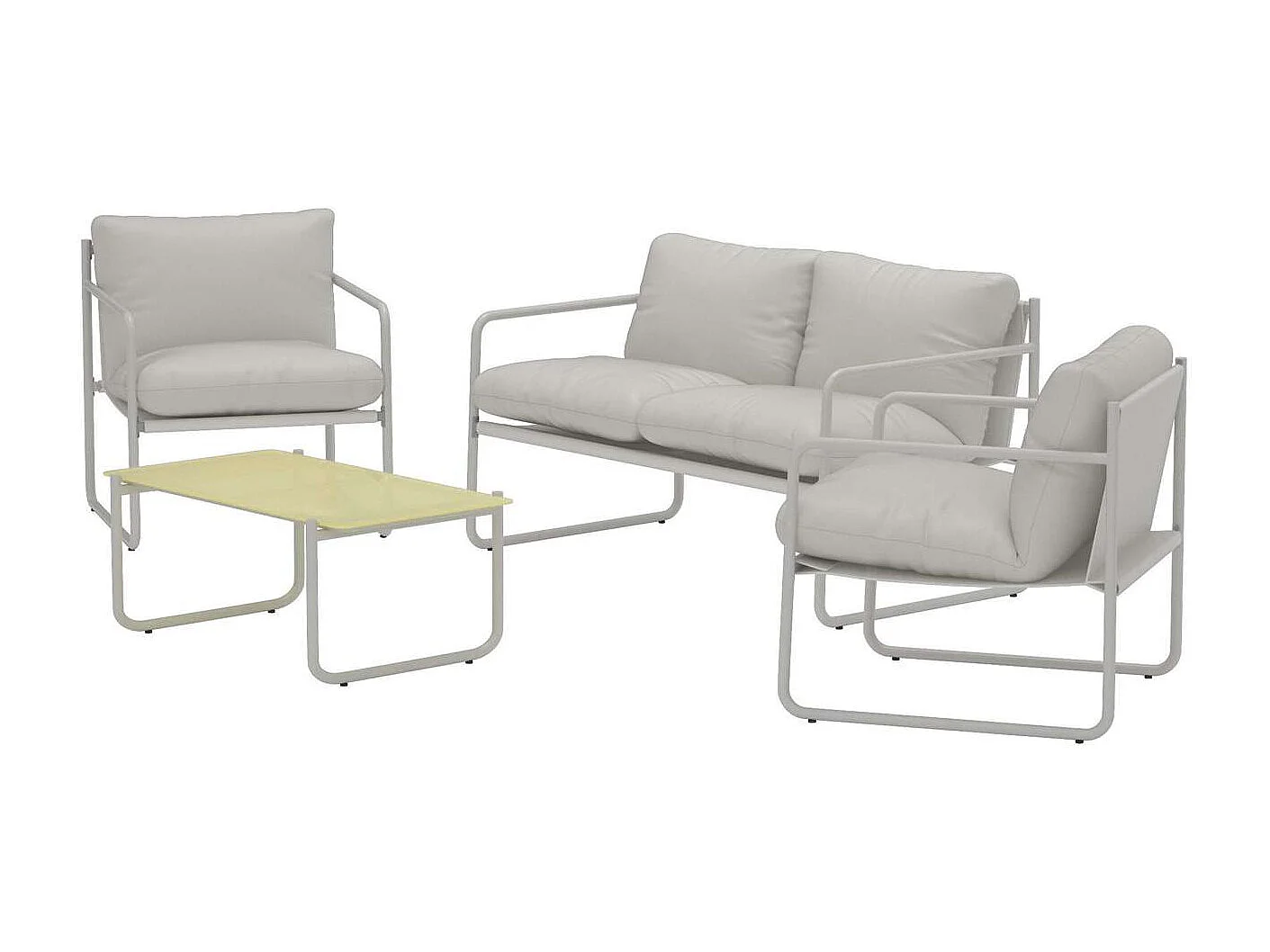 Salon de Jardin 4 Places "Thassos" 128cm Gris