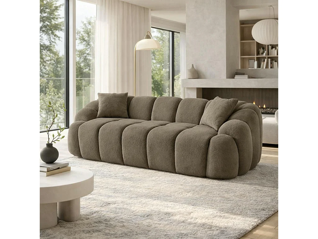 Canapé 3 places taupe design arrondi ONDA