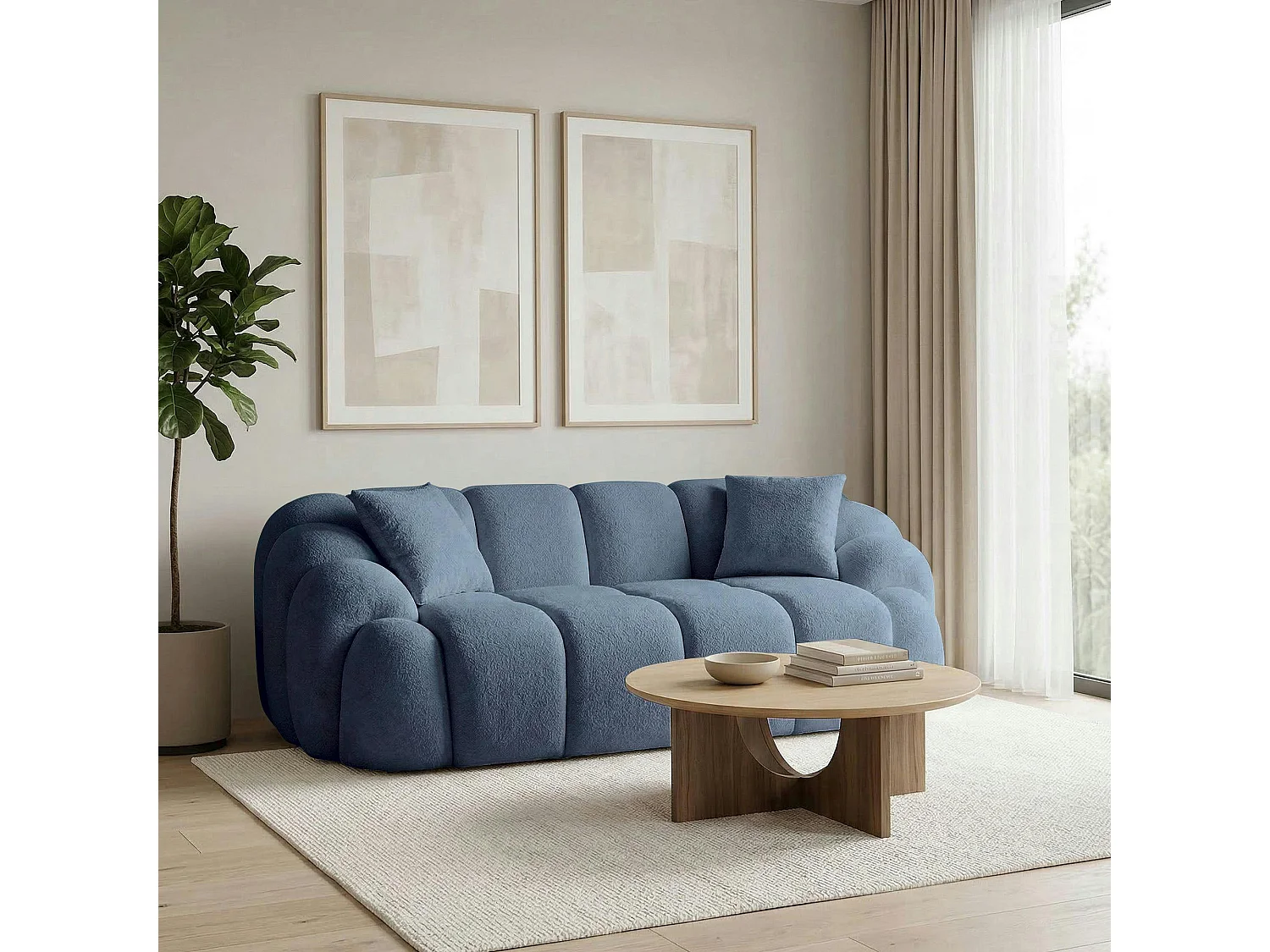 Canapé 2 places bleu design arrondi ONDA