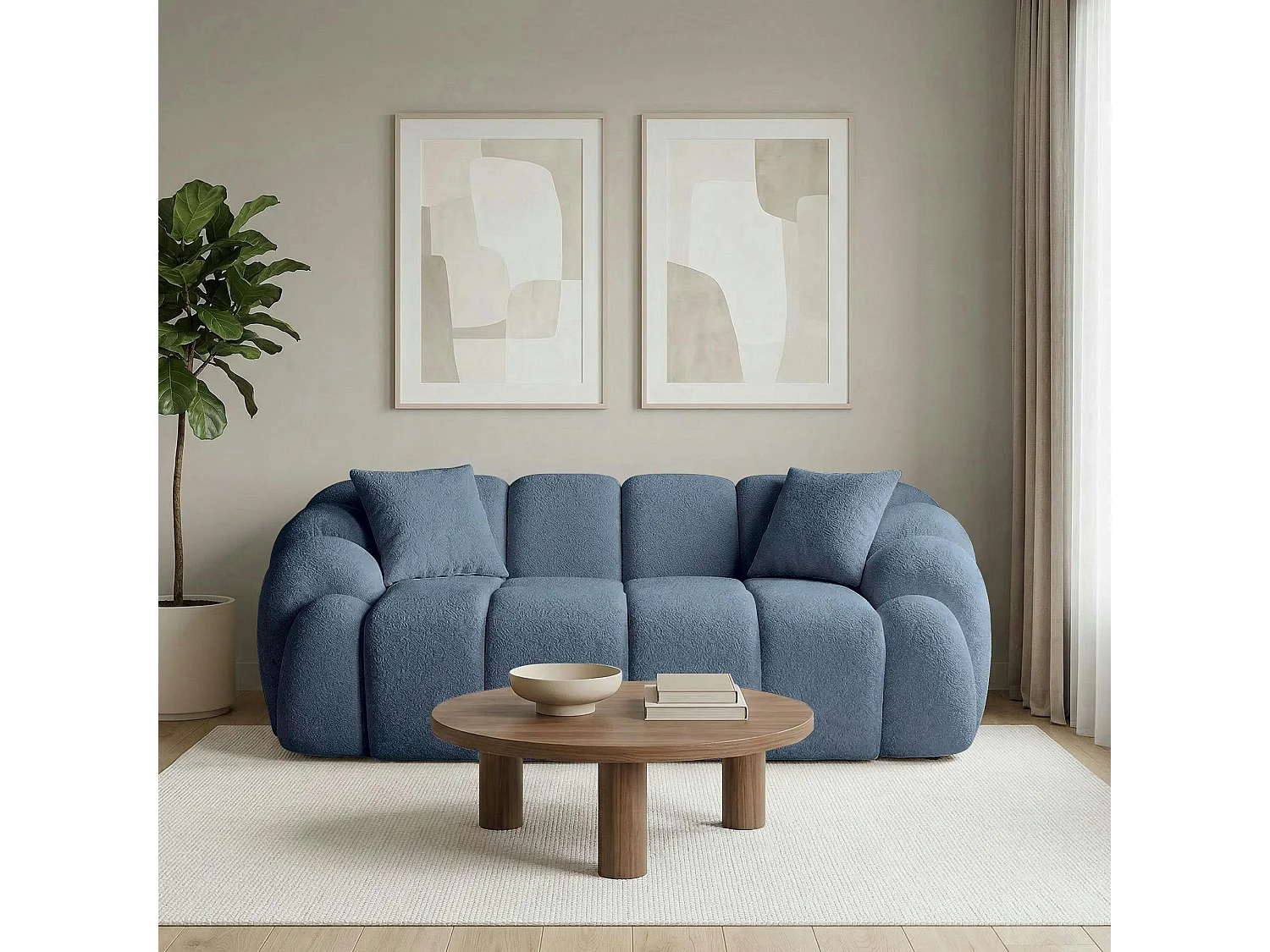 Canapé 2 places bleu design arrondi ONDA