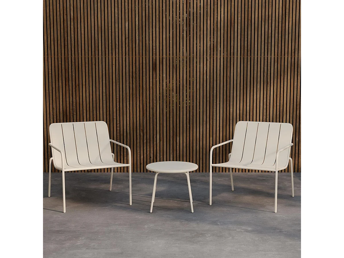 Salon de Jardin 3 Pièces "Minos" 74cm Beige