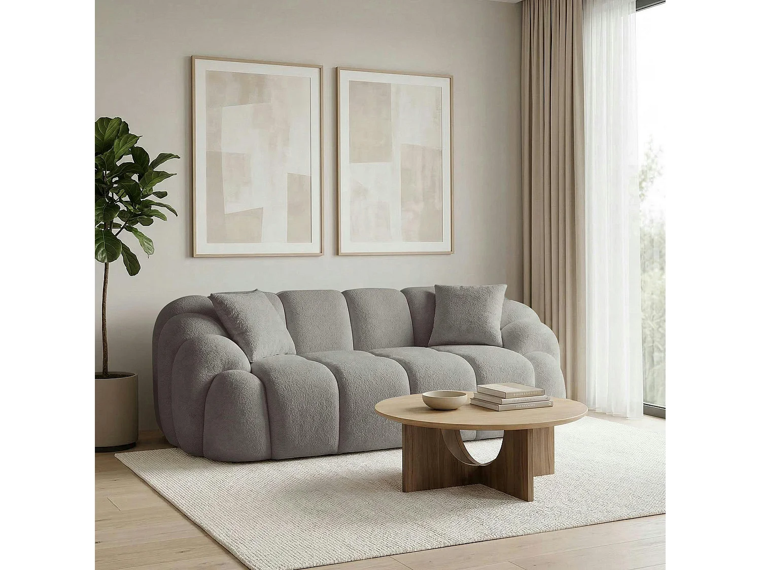 Canapé 2 places gris design arrondi ONDA