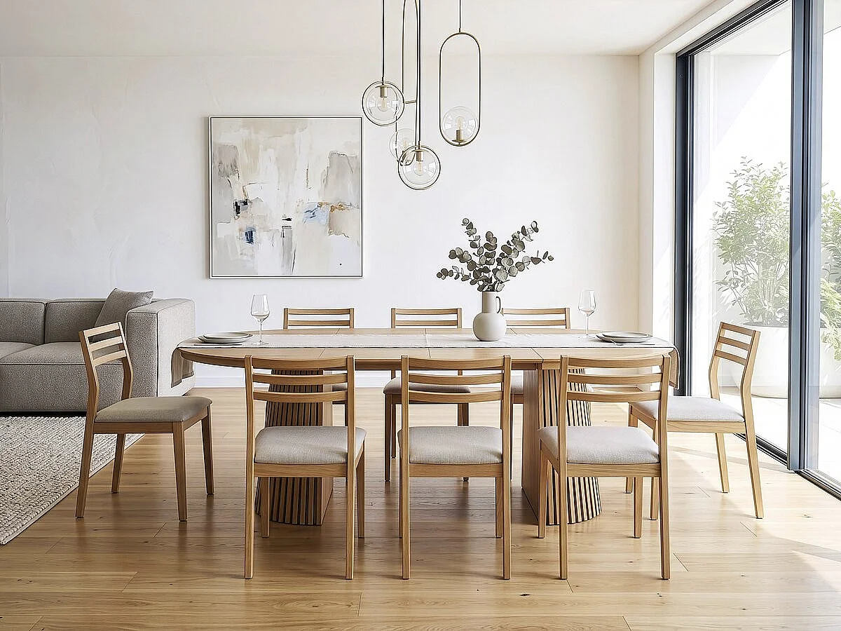 Table à manger extensible en bois "Sylva" - 120/200 cm - 4 à 8 places - Marron