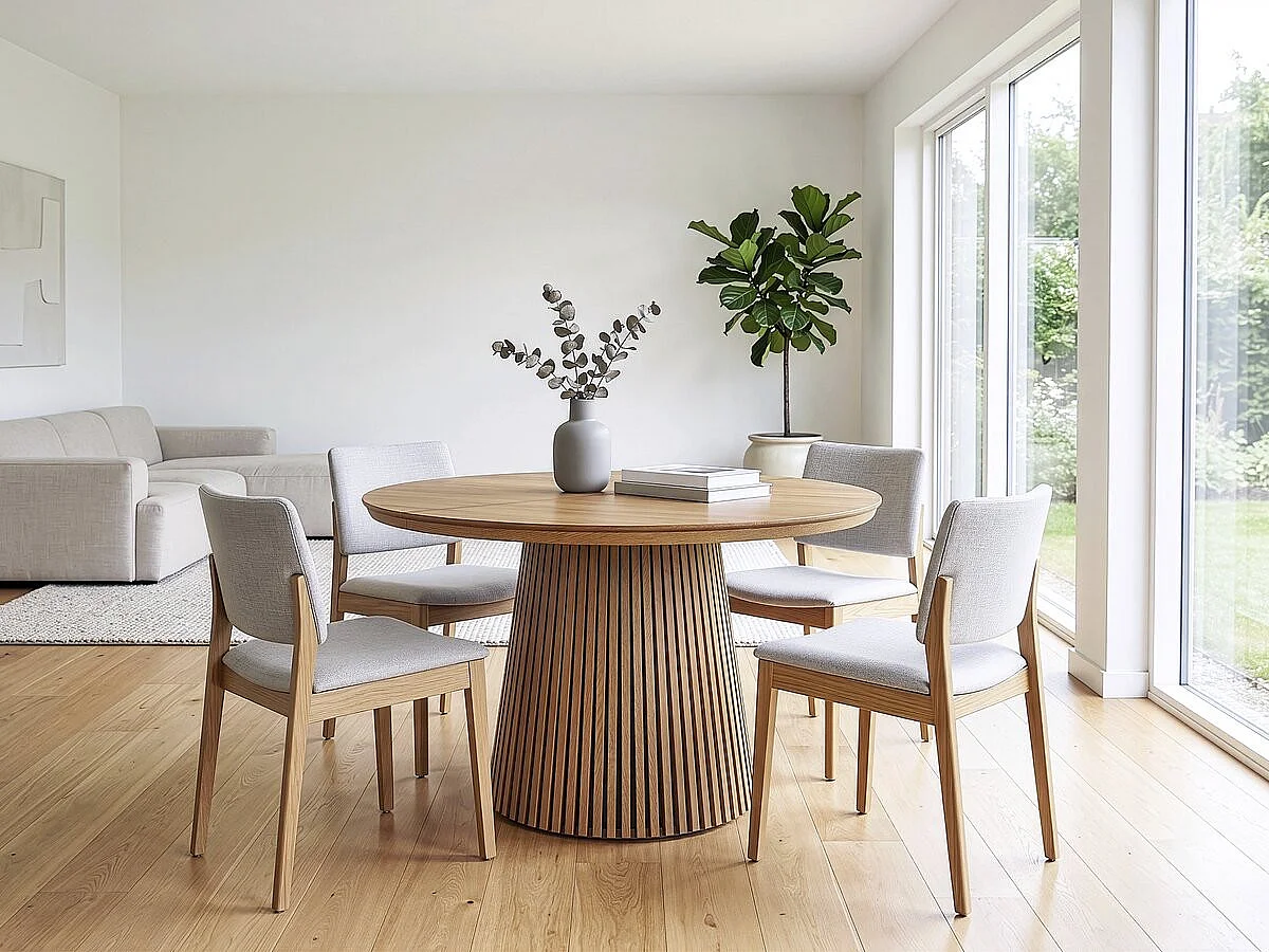 Table à manger extensible en bois "Sylva" - 120/200 cm - 4 à 8 places - Marron