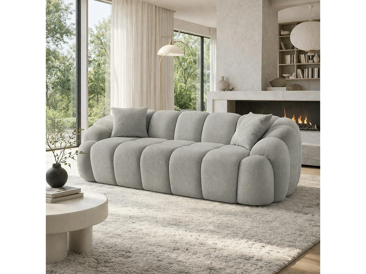 Canapé 3 places gris design arrondi ONDA