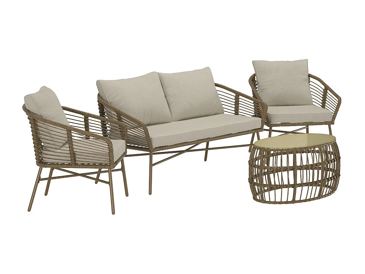 Salon de Jardin 4 Places "Lipari" 160cm Marron