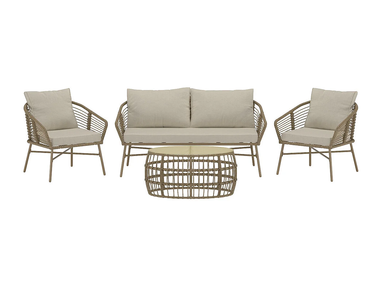 Salon de Jardin 4 Places "Lipari" 160cm Marron