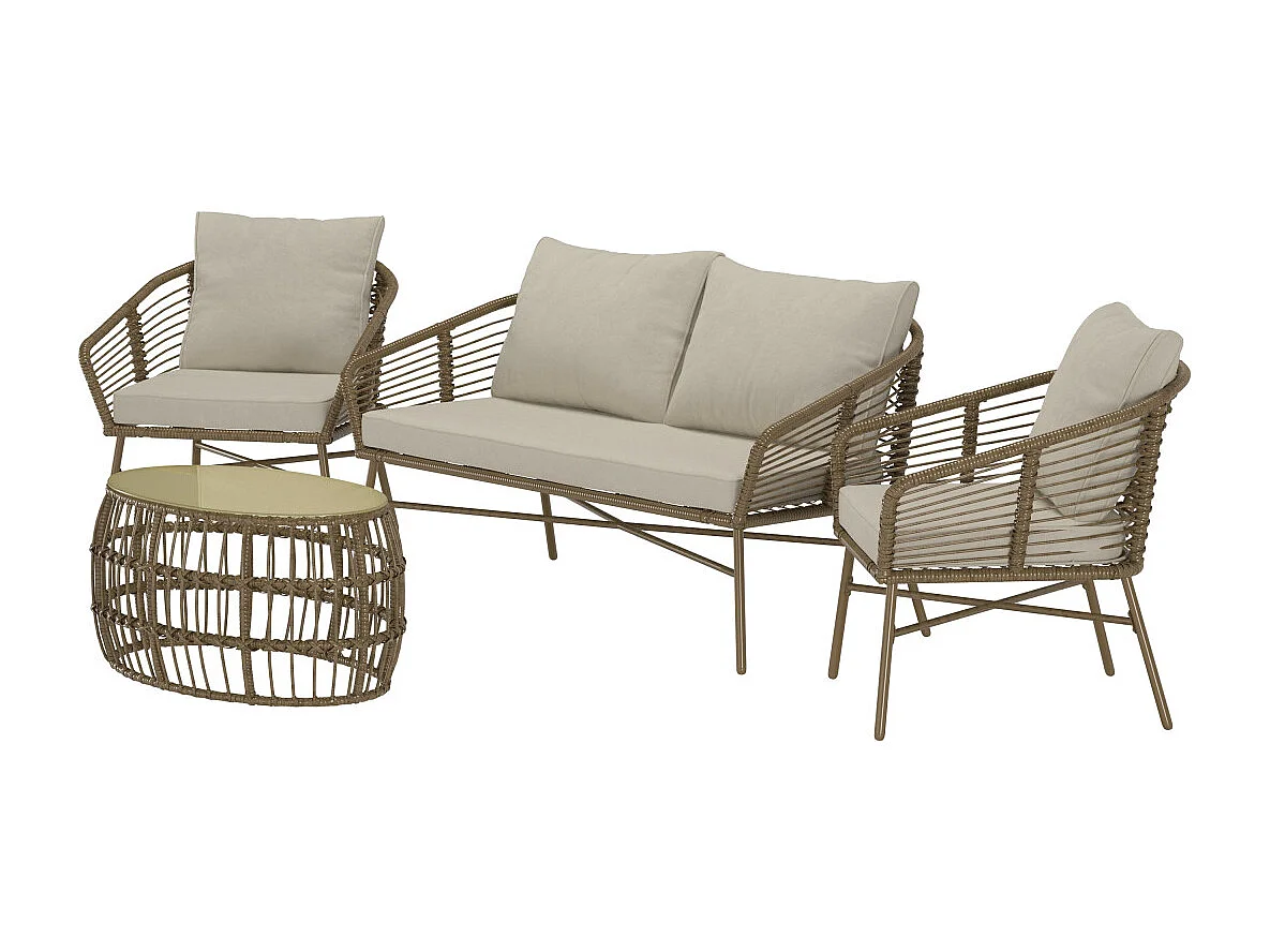 Salon de Jardin 4 Places "Lipari" 160cm Marron