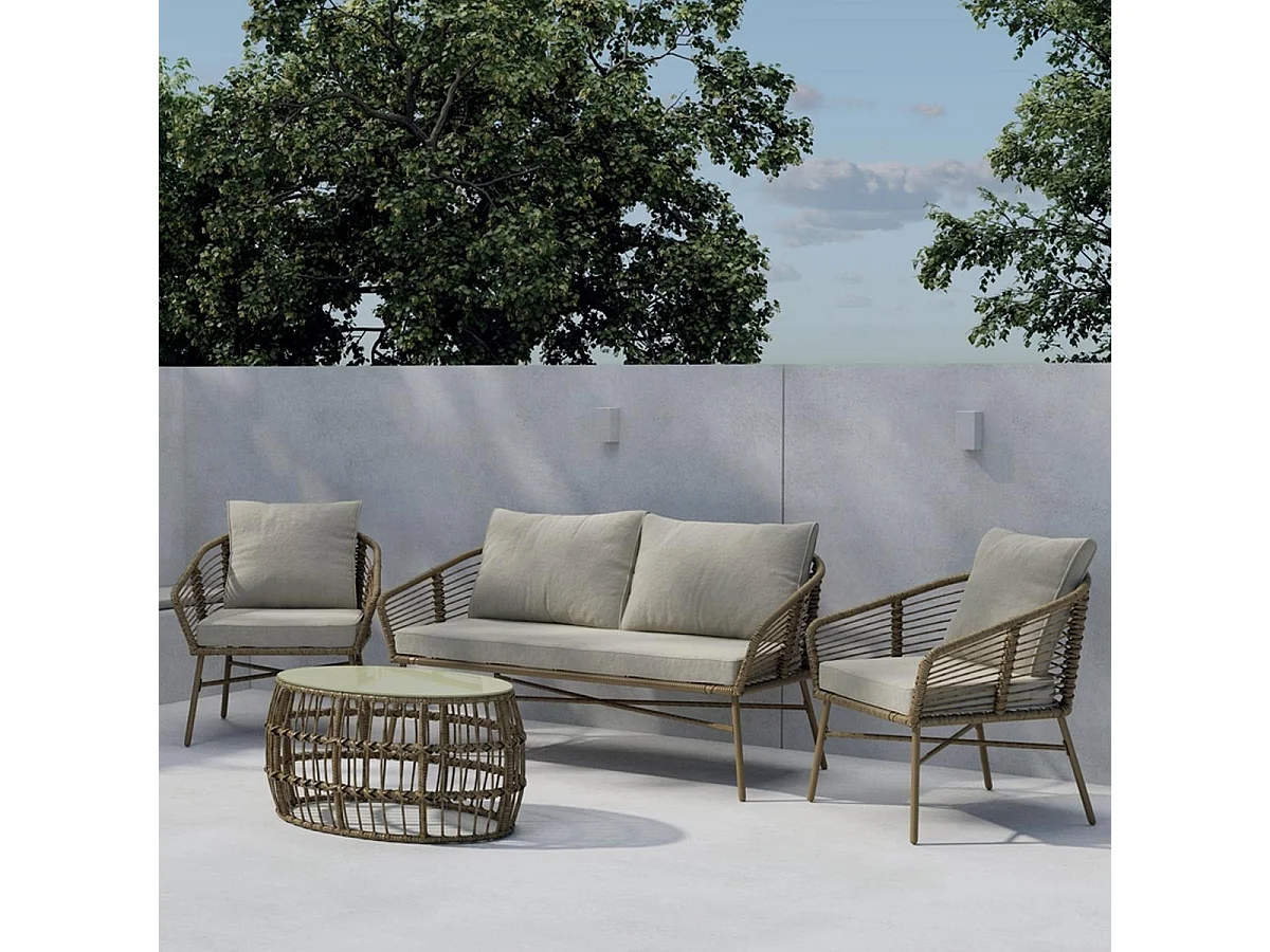 Salon de Jardin 4 Places "Lipari" 160cm Marron