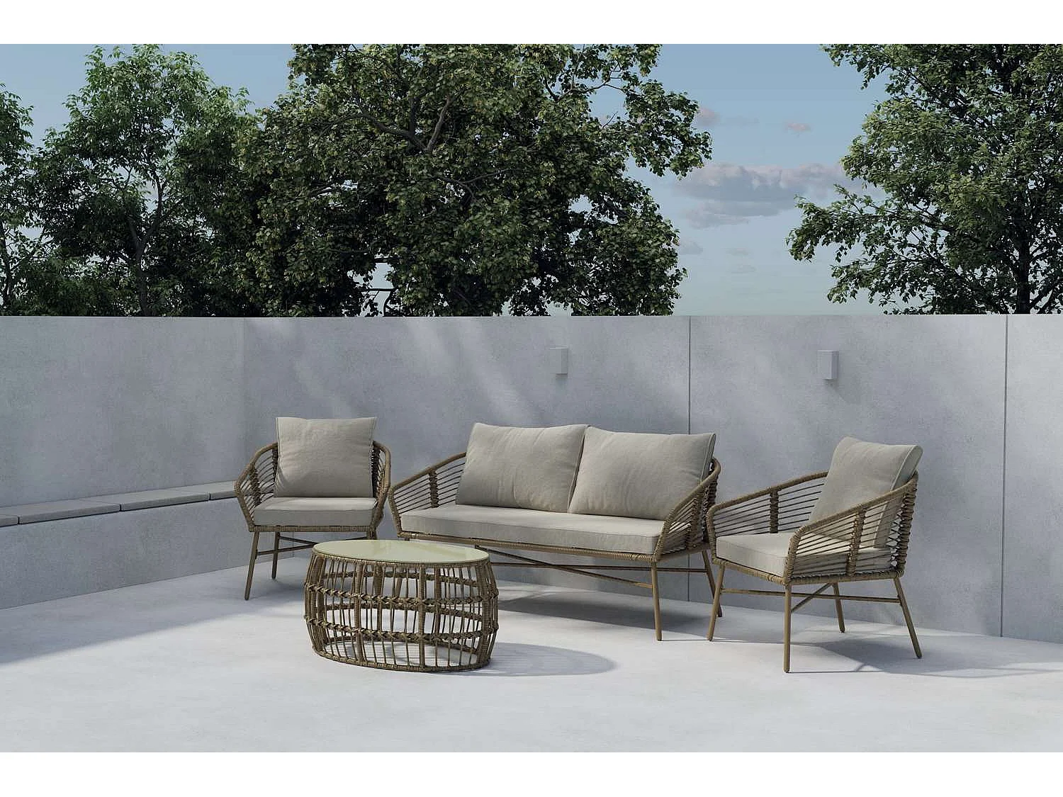 Salon de Jardin 4 Places "Lipari" 160cm Marron