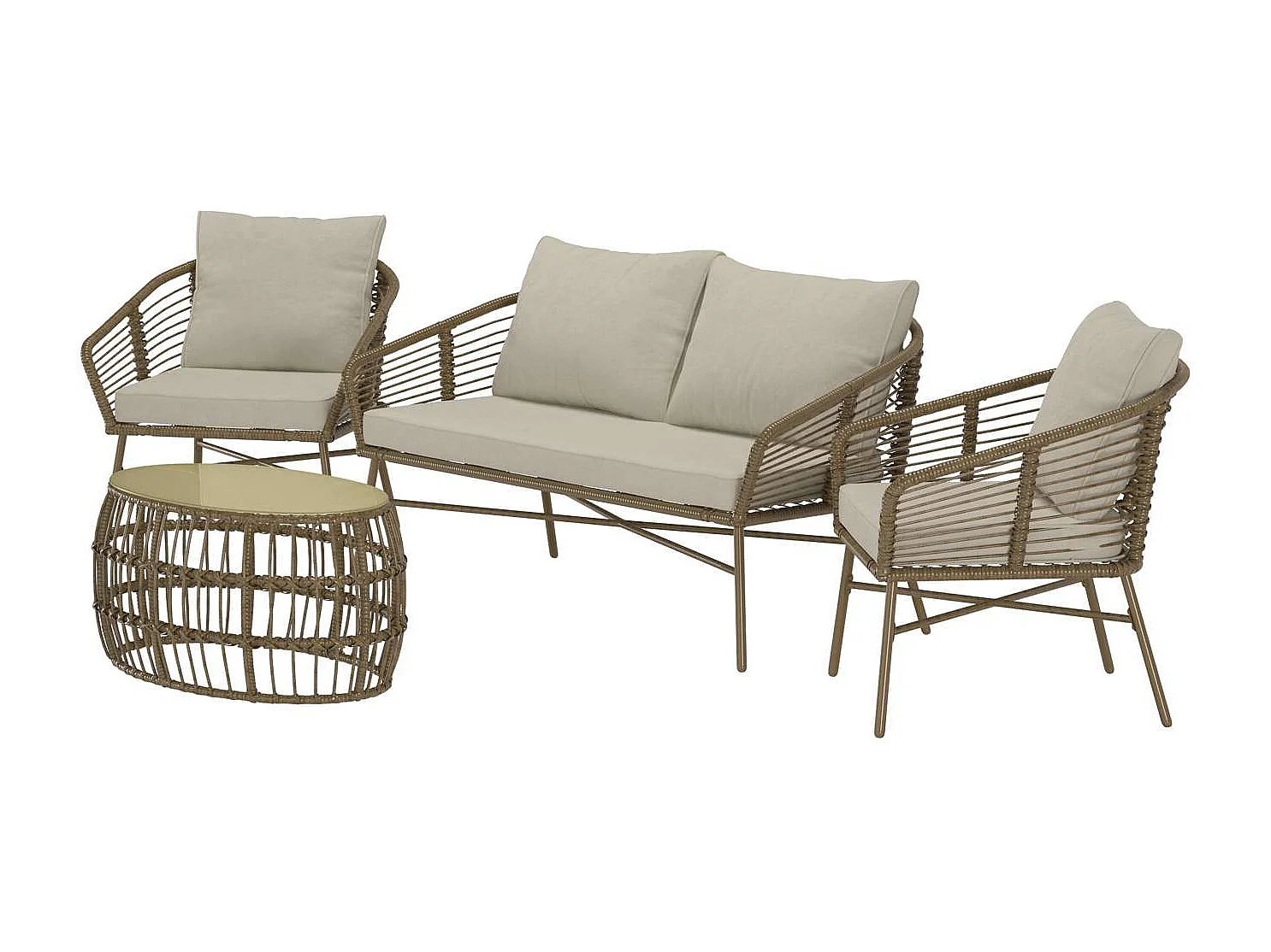 Salon de Jardin 4 Places "Lipari" 160cm Marron