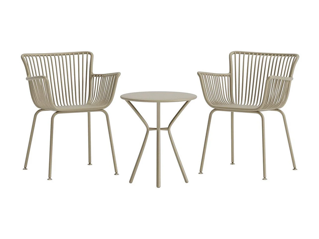 Ensemble Table de Jardin & 2 Chaises "Sifnos" 60cm Beige