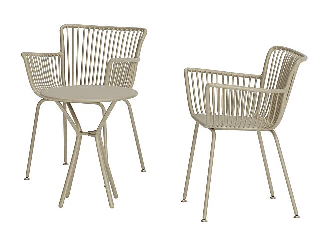 Ensemble Table de Jardin & 2 Chaises "Sifnos" 60cm Beige