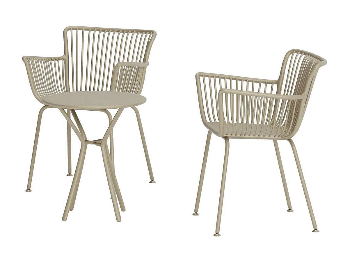 Ensemble Table de Jardin & 2 Chaises "Sifnos" 60cm Beige