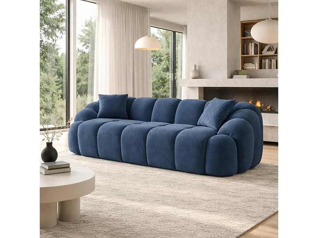 Canapé 3 places bleu design arrondi ONDA