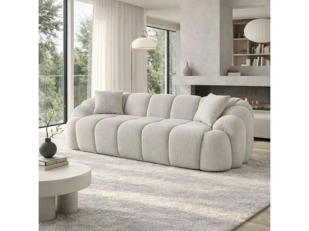 Canapé 3 places blanc écru design arrondi ONDA