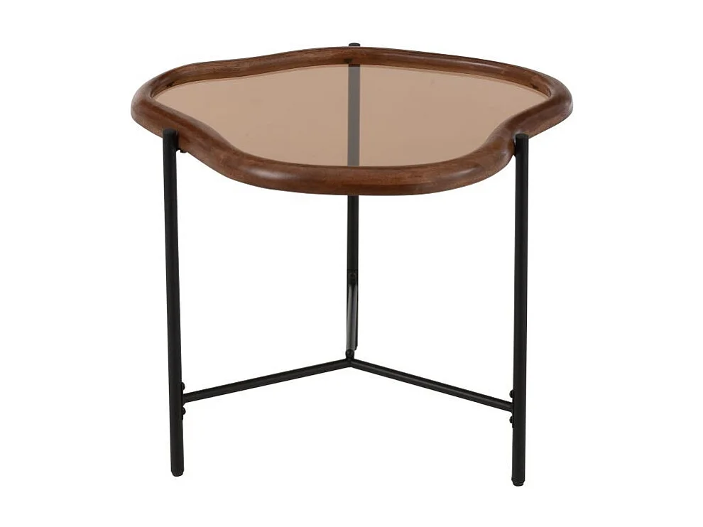 Table Basse en Verre "Zig" 64cm Marron