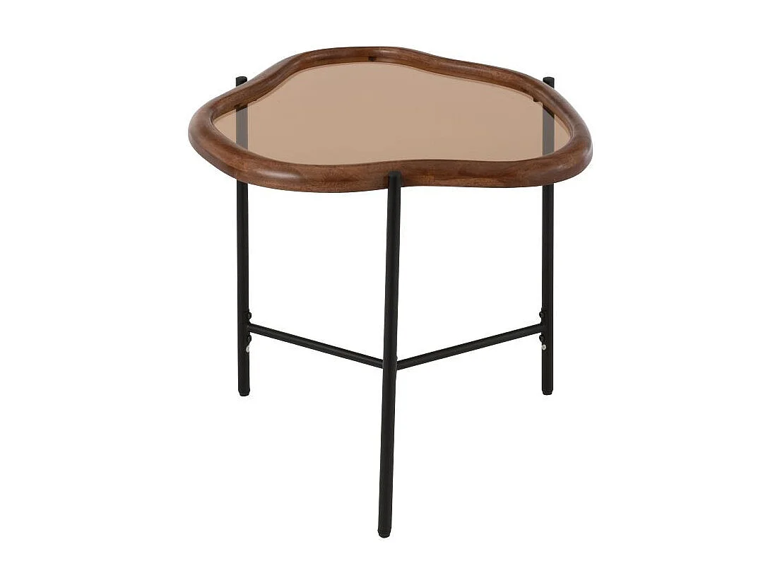 Table Basse en Verre "Zig" 64cm Marron
