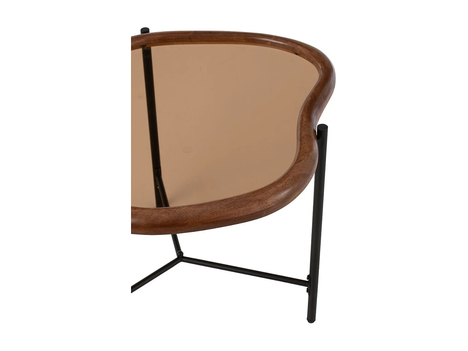 Table Basse en Verre "Zig" 64cm Marron