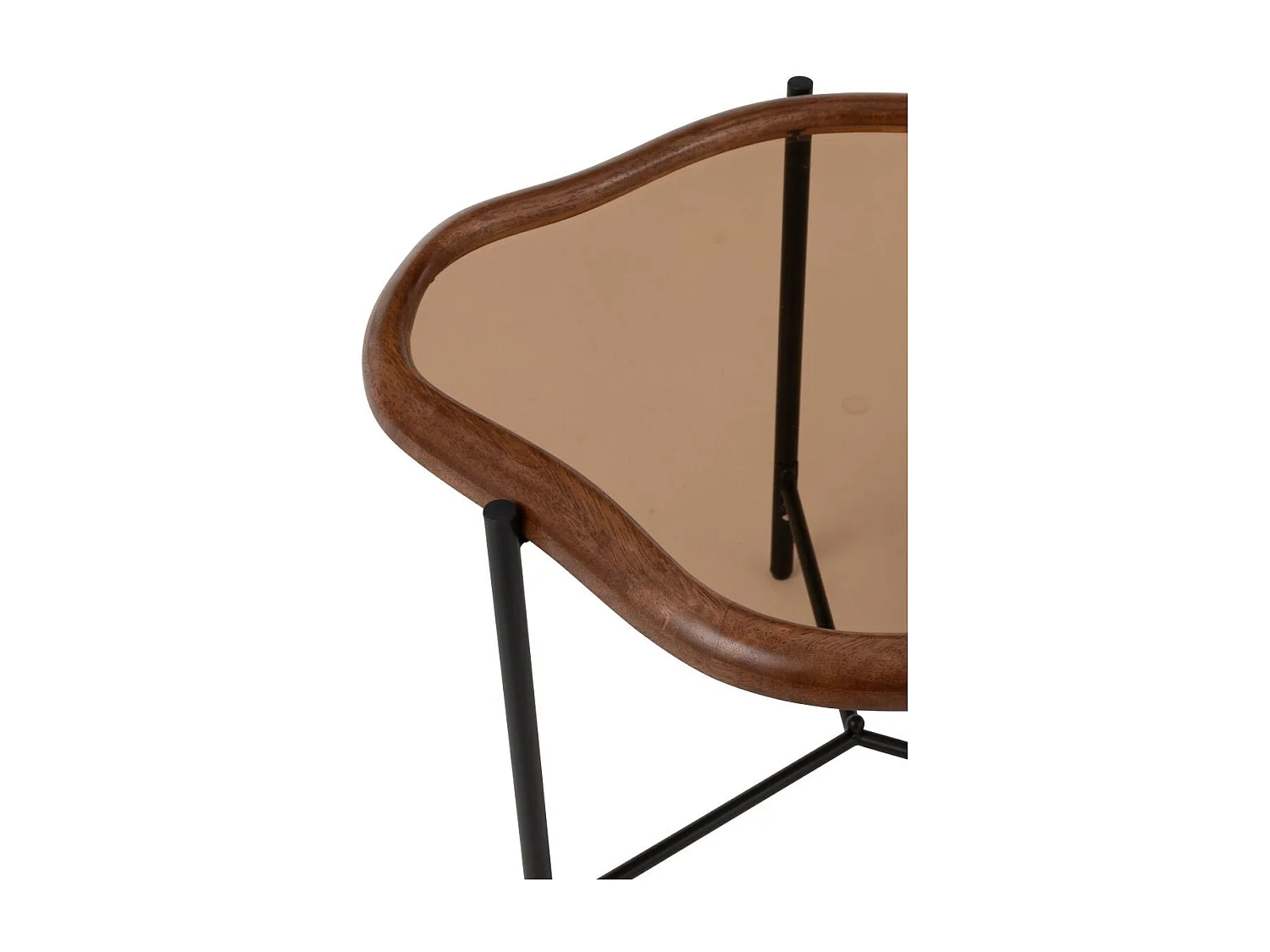 Table Basse en Verre "Zig" 64cm Marron