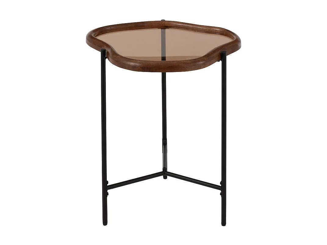 Table Basse en Verre "Zig" 50cm Marron