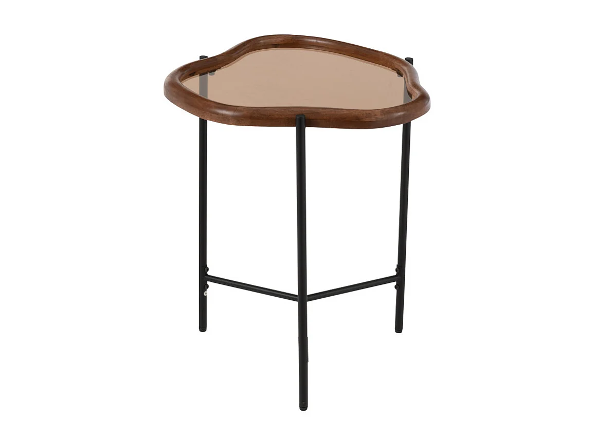 Table Basse en Verre "Zig" 50cm Marron