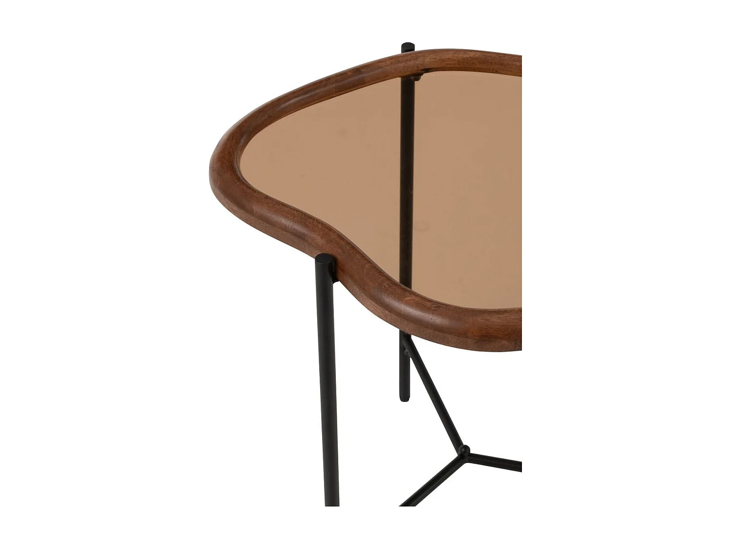 Table Basse en Verre "Zig" 50cm Marron