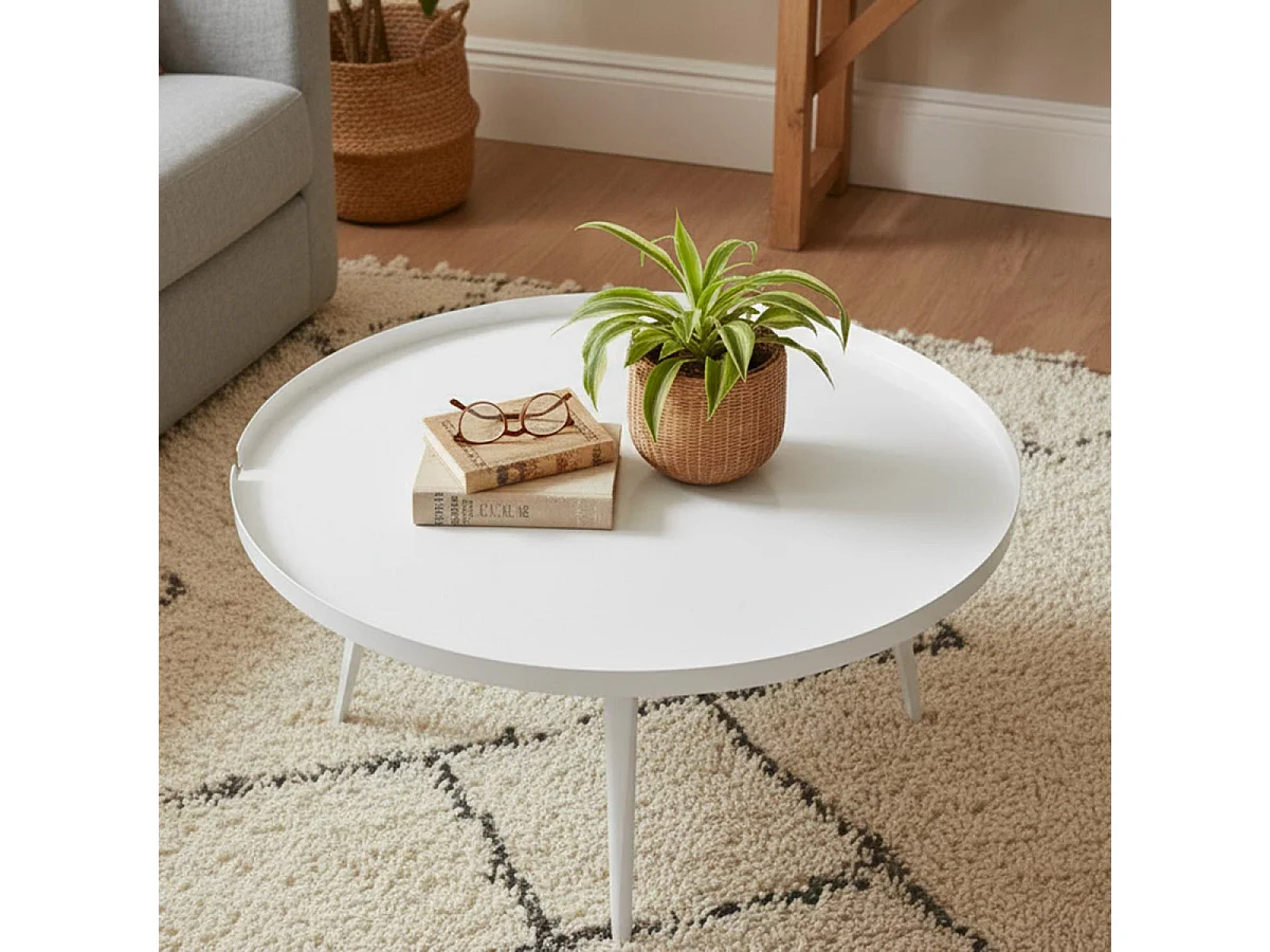 Table Basse à Rebord "Bimix" 90cm Blanc