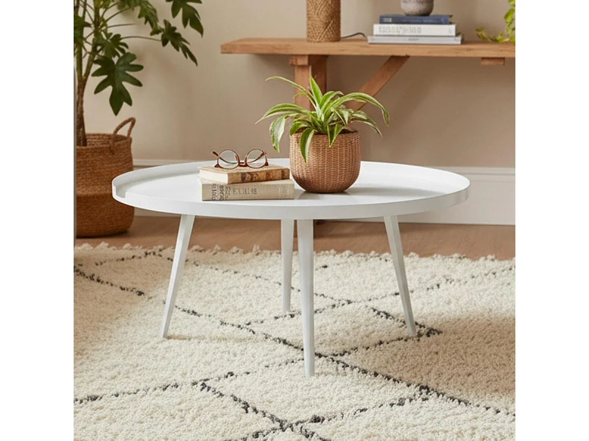 Table Basse à Rebord "Bimix" 90cm Blanc