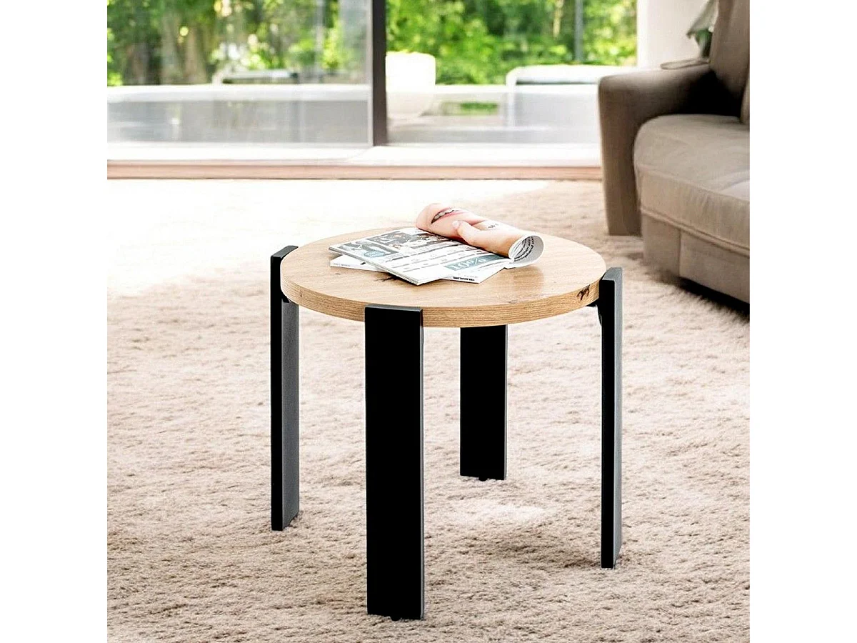 Table Basse Design "Tiny" 50cm Naturel & Noir