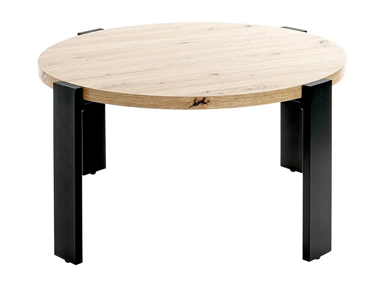 Table Basse Design "Tiny" 75cm Naturel & Noir