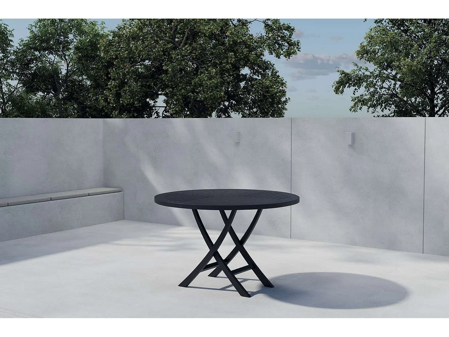 Table de Jardin Ronde "Kenya" 120cm Noir