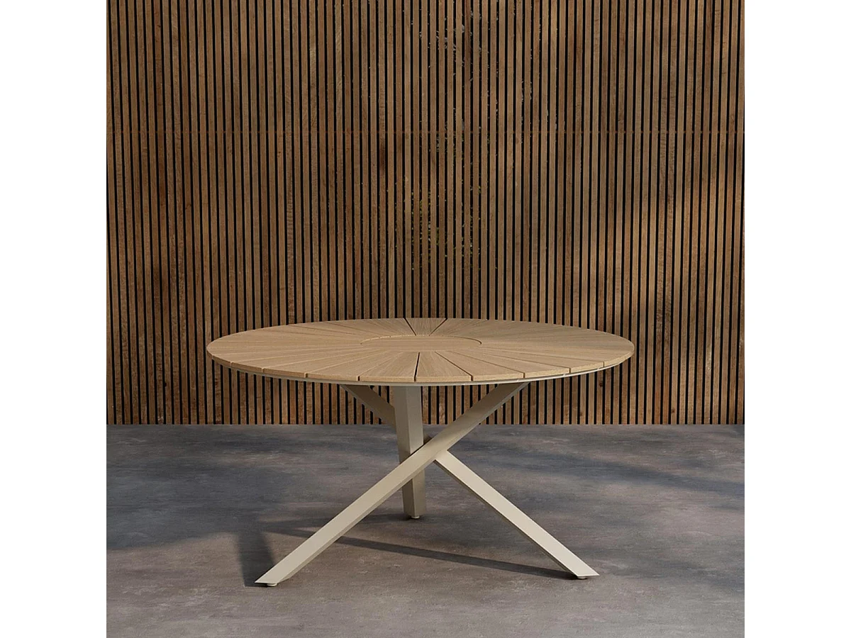 Table de Jardin Ronde "Mexico" 140cm Naturel & Beige