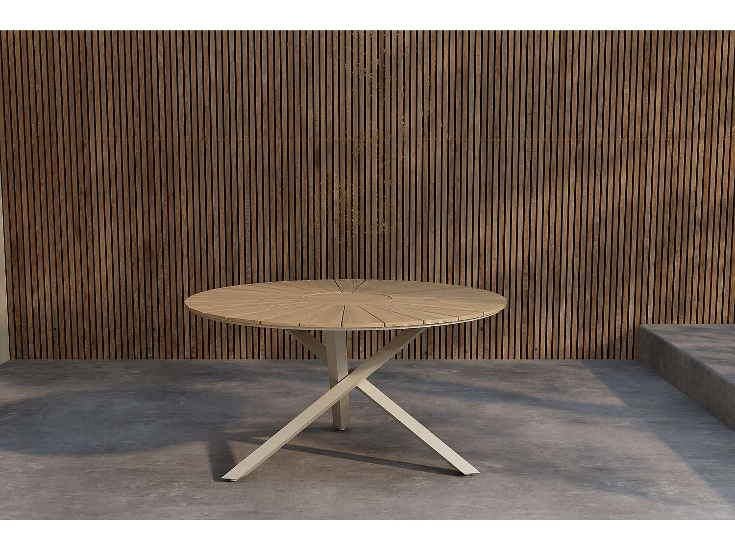 Table de Jardin Ronde "Mexico" 140cm Naturel & Beige
