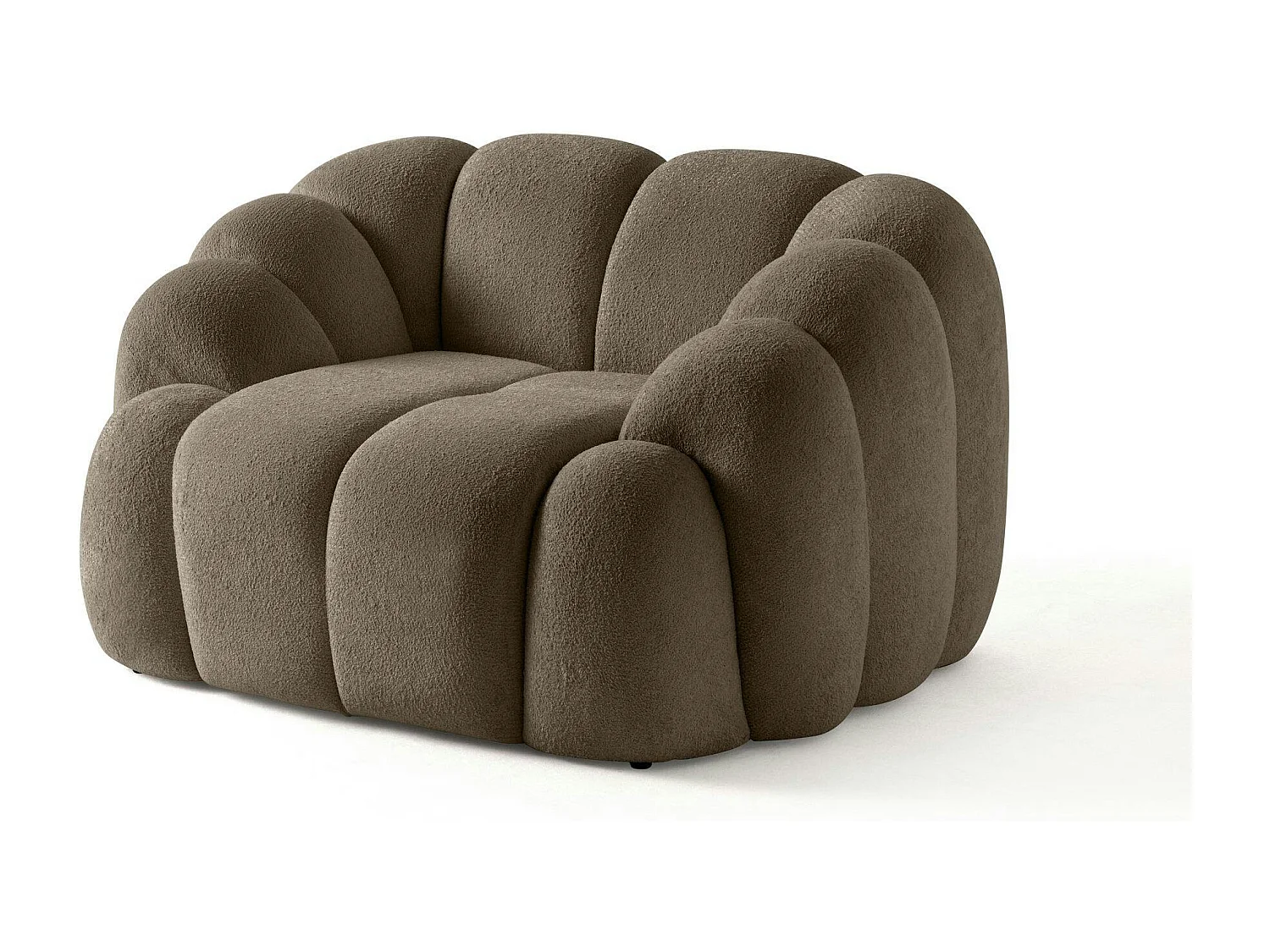 Fauteuil de salon taupe design arrondi ONDA
