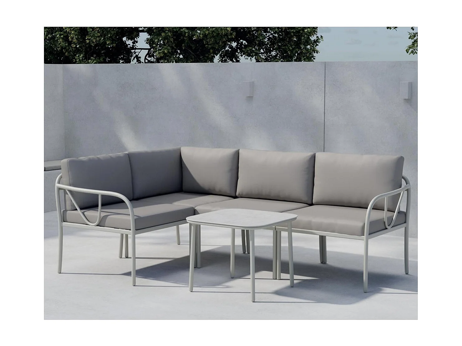 Salon de Jardin d'Angle "Hydra" 196cm Greige