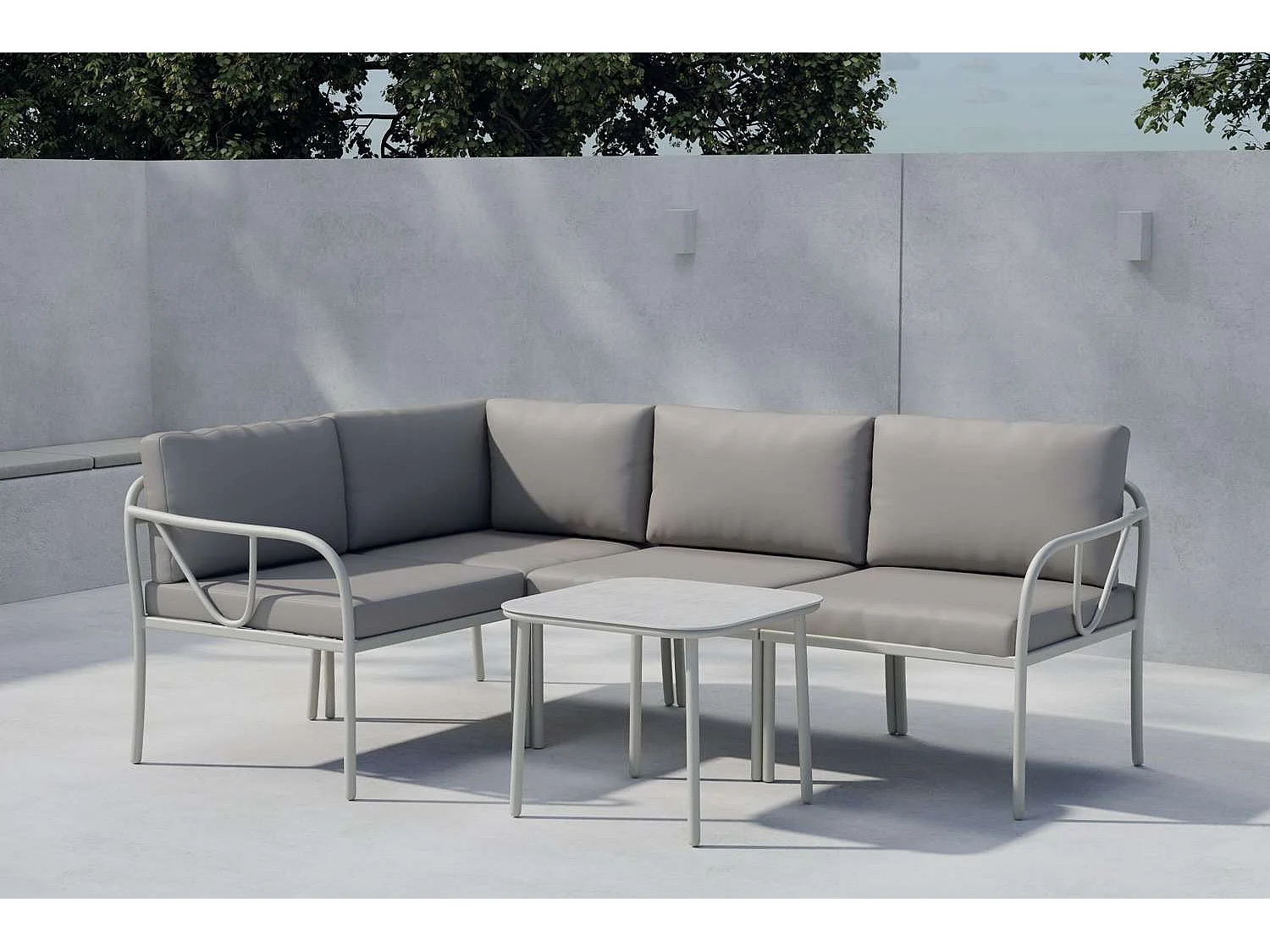 Salon de Jardin d'Angle "Hydra" 196cm Greige