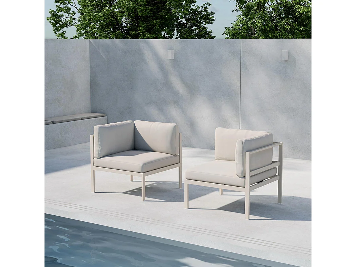 Module Canapé d'Angle de Jardin "Copacabana" 74cm Beige