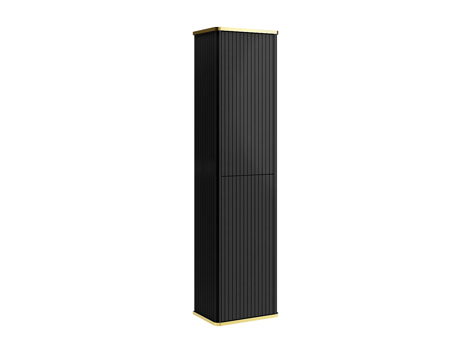 Meuble de salle de bain suspendu strié avec vasque à poser ronde et colonne - Noir - 80 cm - KELIZA