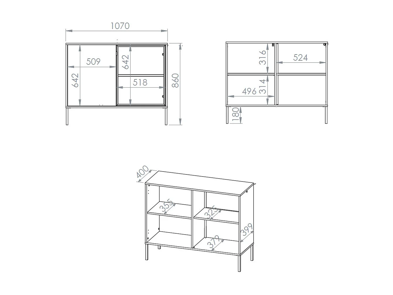 BUFFET Barnee cachemire 107 / 40 / 86 cm