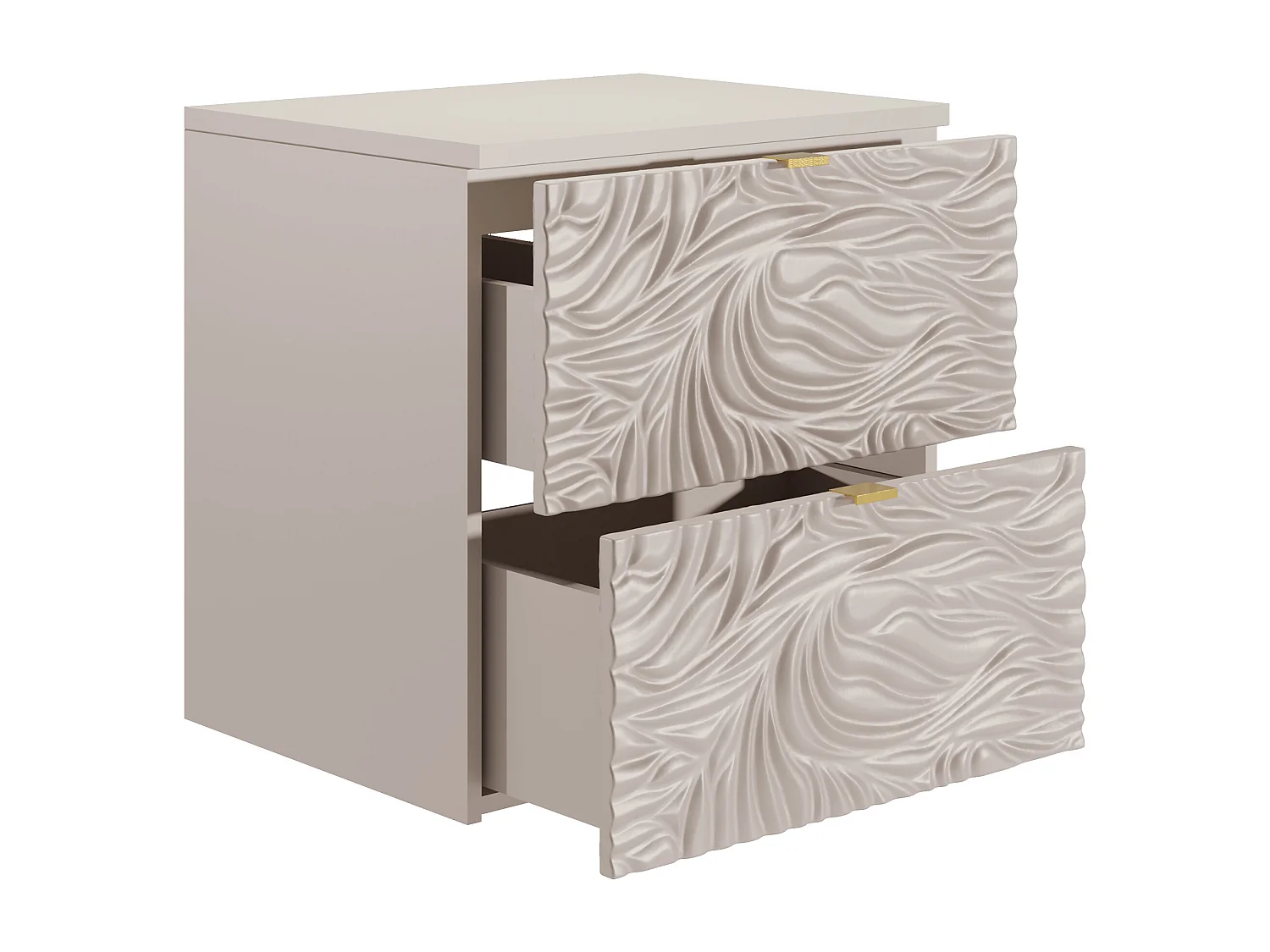 Texturierter Hänge-Waschtischunterschrank mit Ablage – Beige – 60 cm – RINAREL