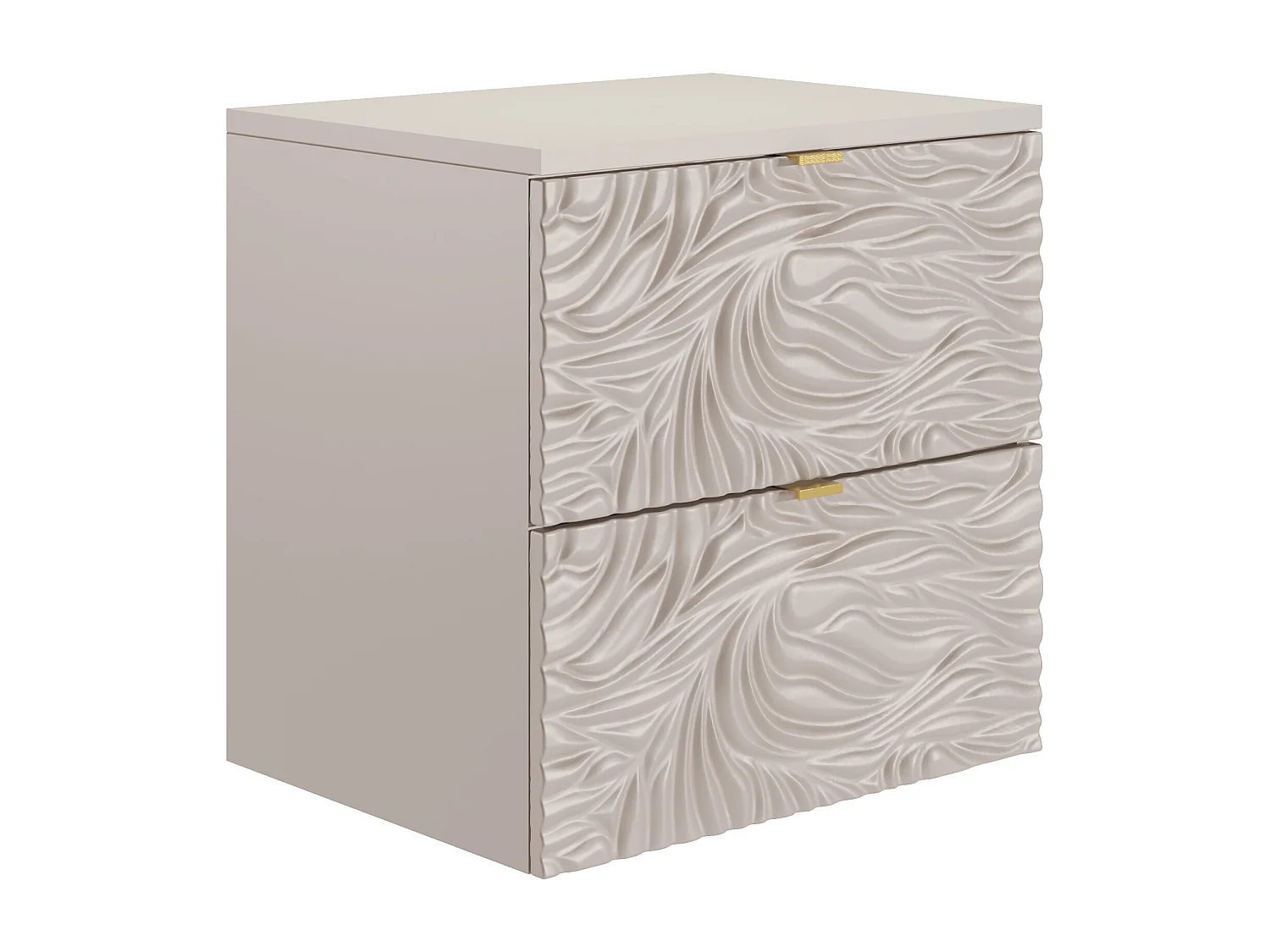 Texturierter Hänge-Waschtischunterschrank mit Ablage – Beige – 60 cm – RINAREL