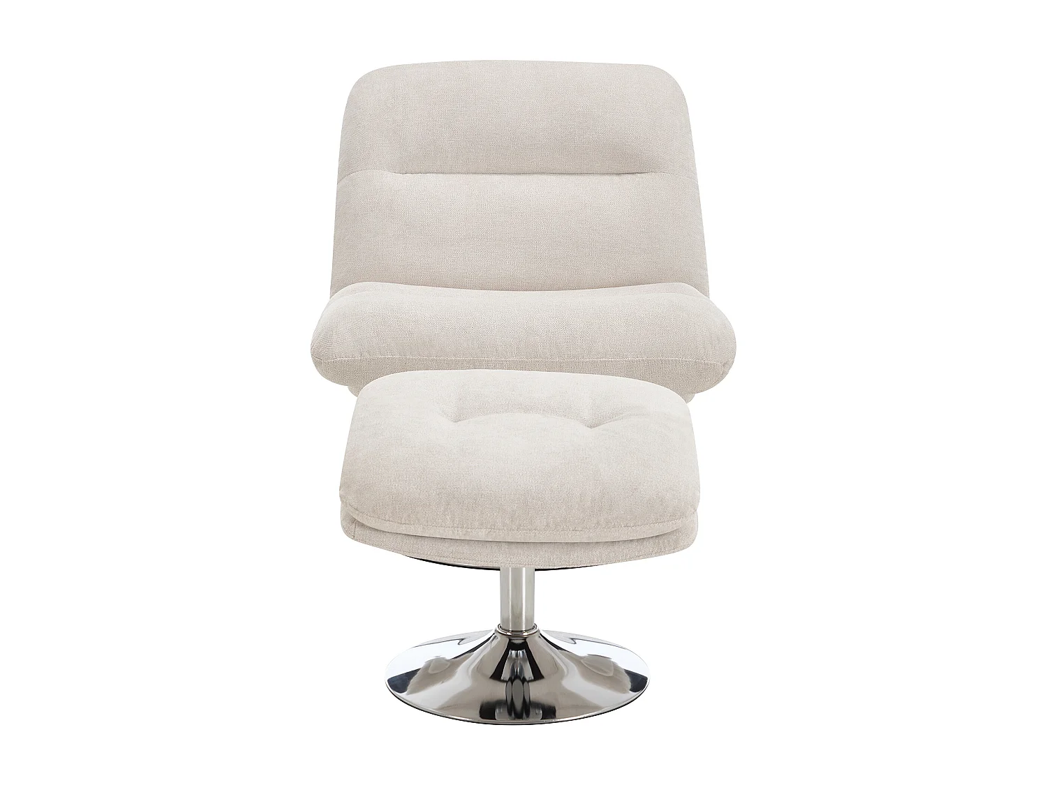 Fauteuil pivotant avec repose-pieds en tissu beige LEROKA