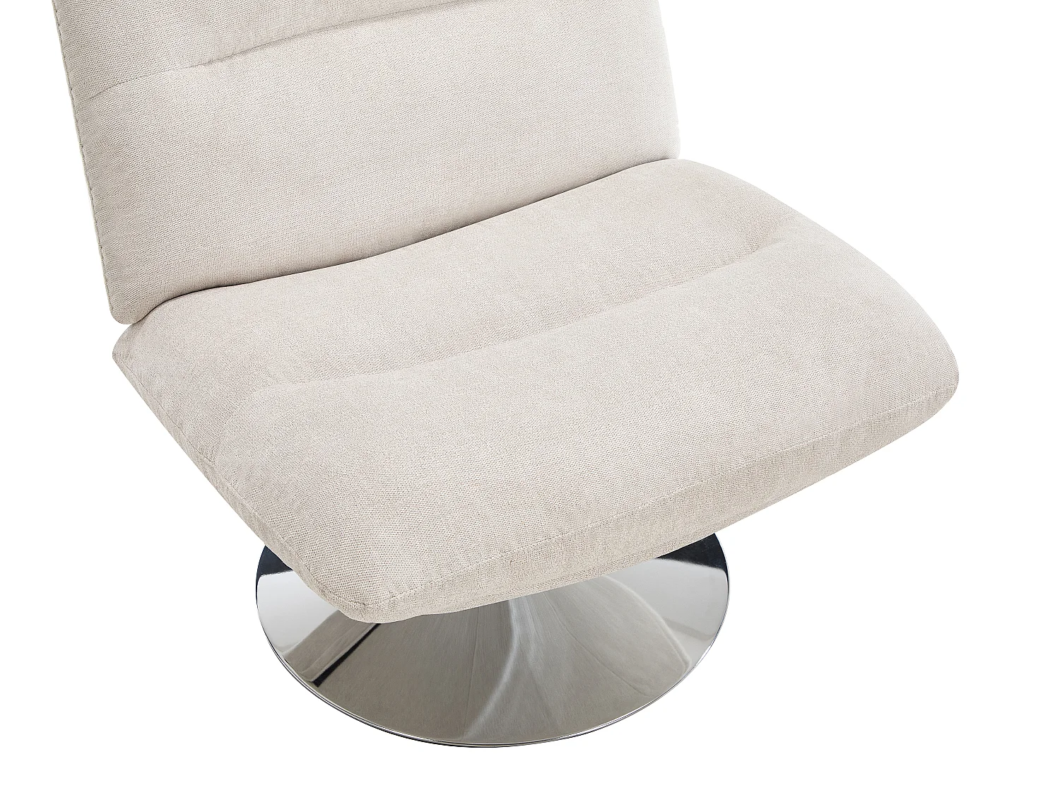 Fauteuil pivotant avec repose-pieds en tissu beige LEROKA