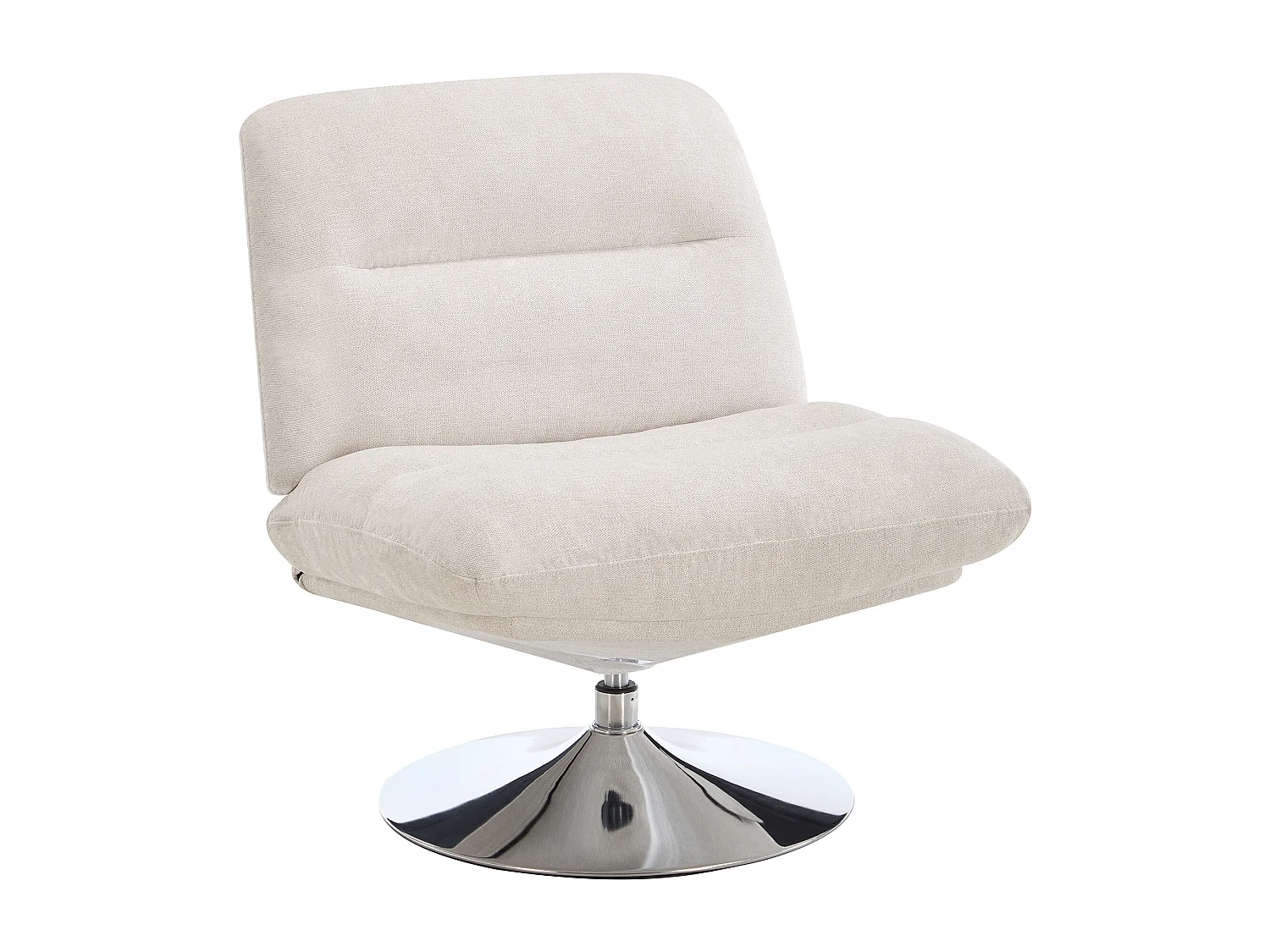 Fauteuil pivotant avec repose-pieds en tissu beige LEROKA
