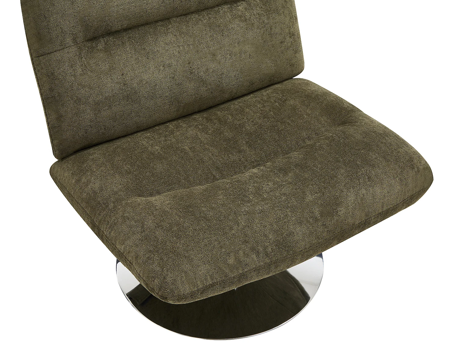 Fauteuil pivotant avec repose-pieds en tissu vert kaki LEROKA