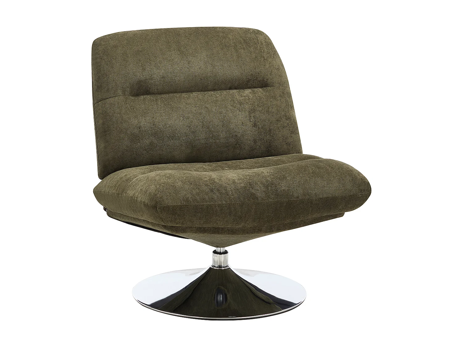 Fauteuil pivotant avec repose-pieds en tissu vert kaki LEROKA