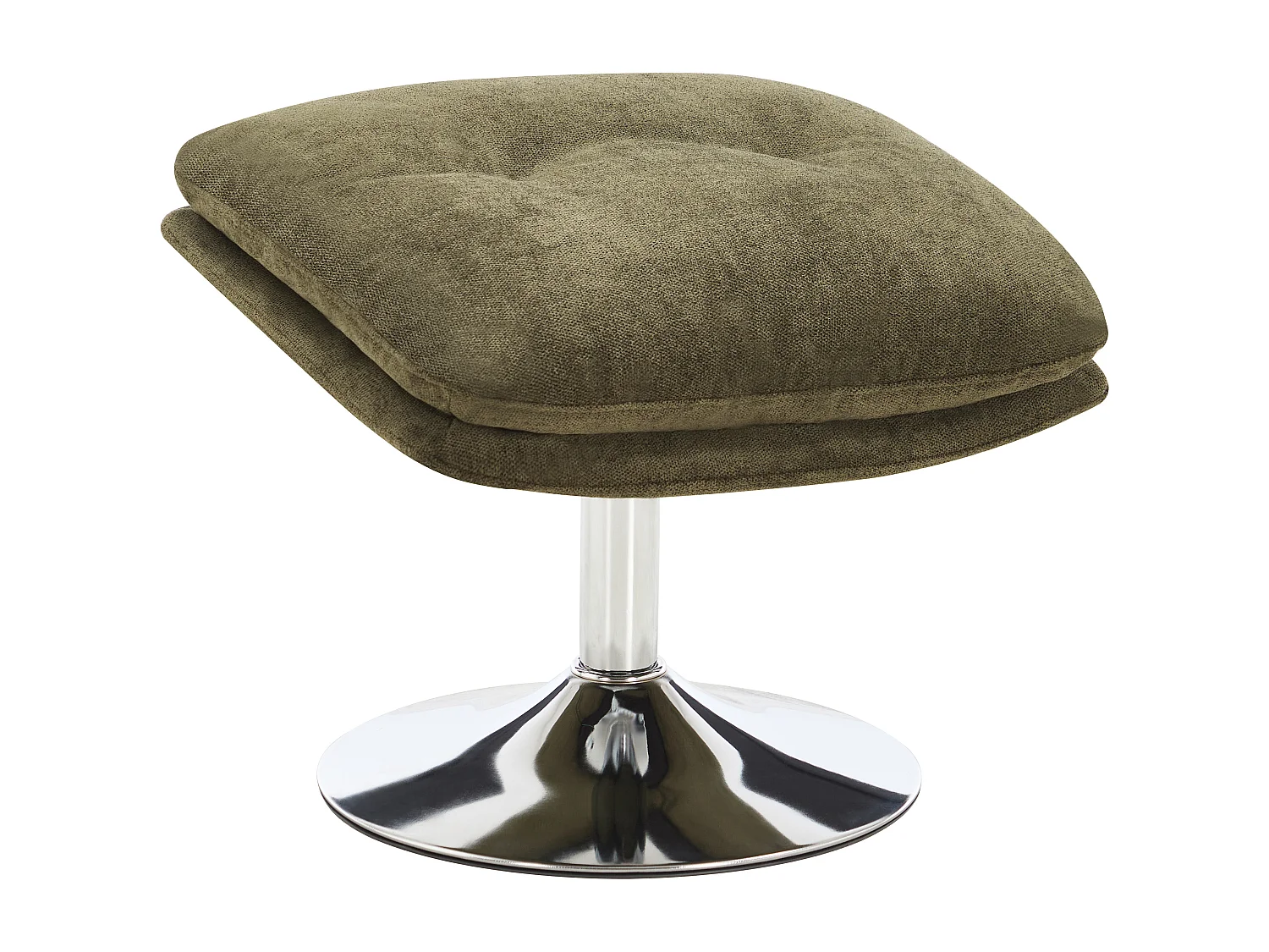 Fauteuil pivotant avec repose-pieds en tissu vert kaki LEROKA