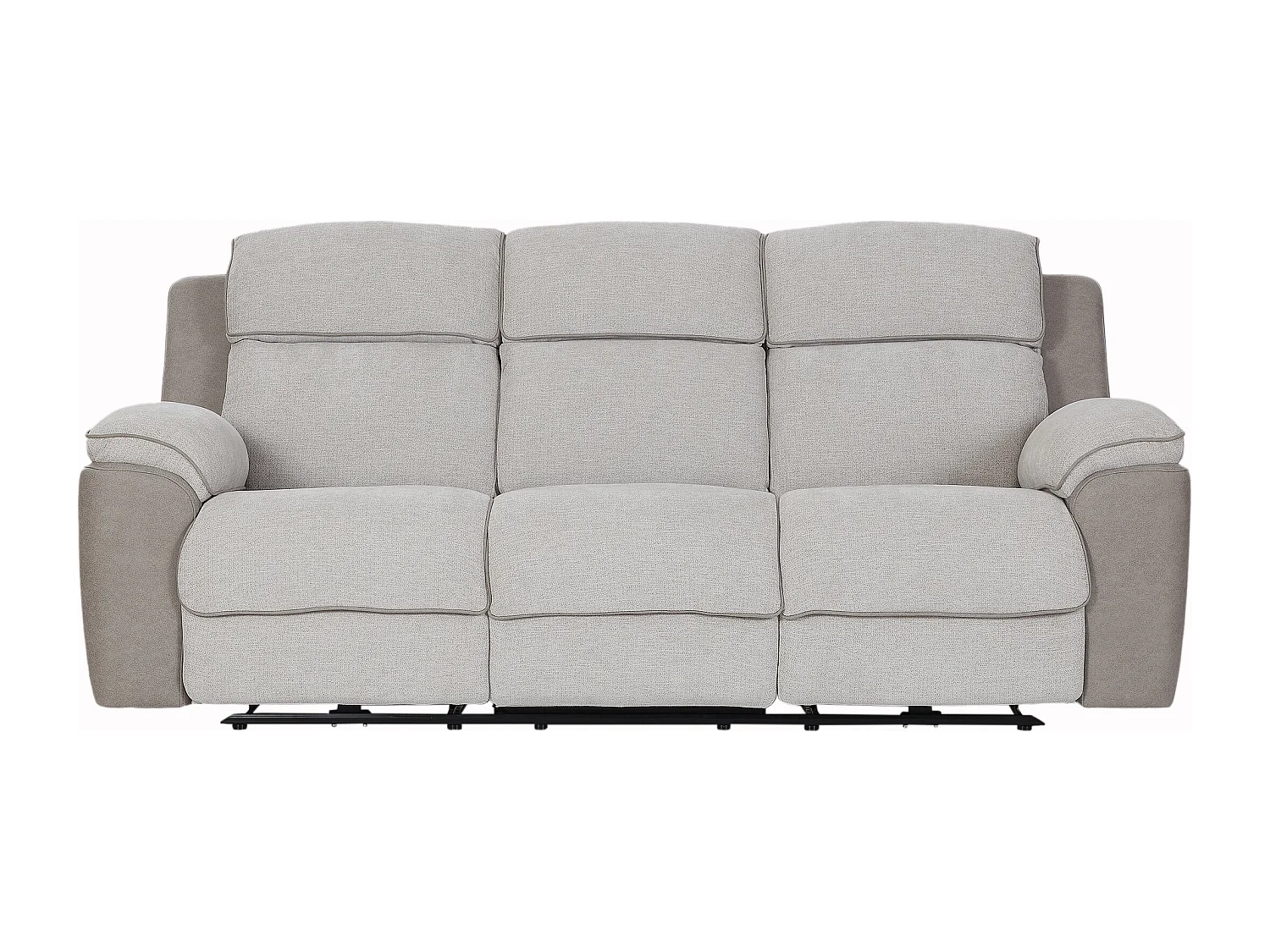 Canapé 3 places relax électrique en tissu gris clair et simili gris MEPONA